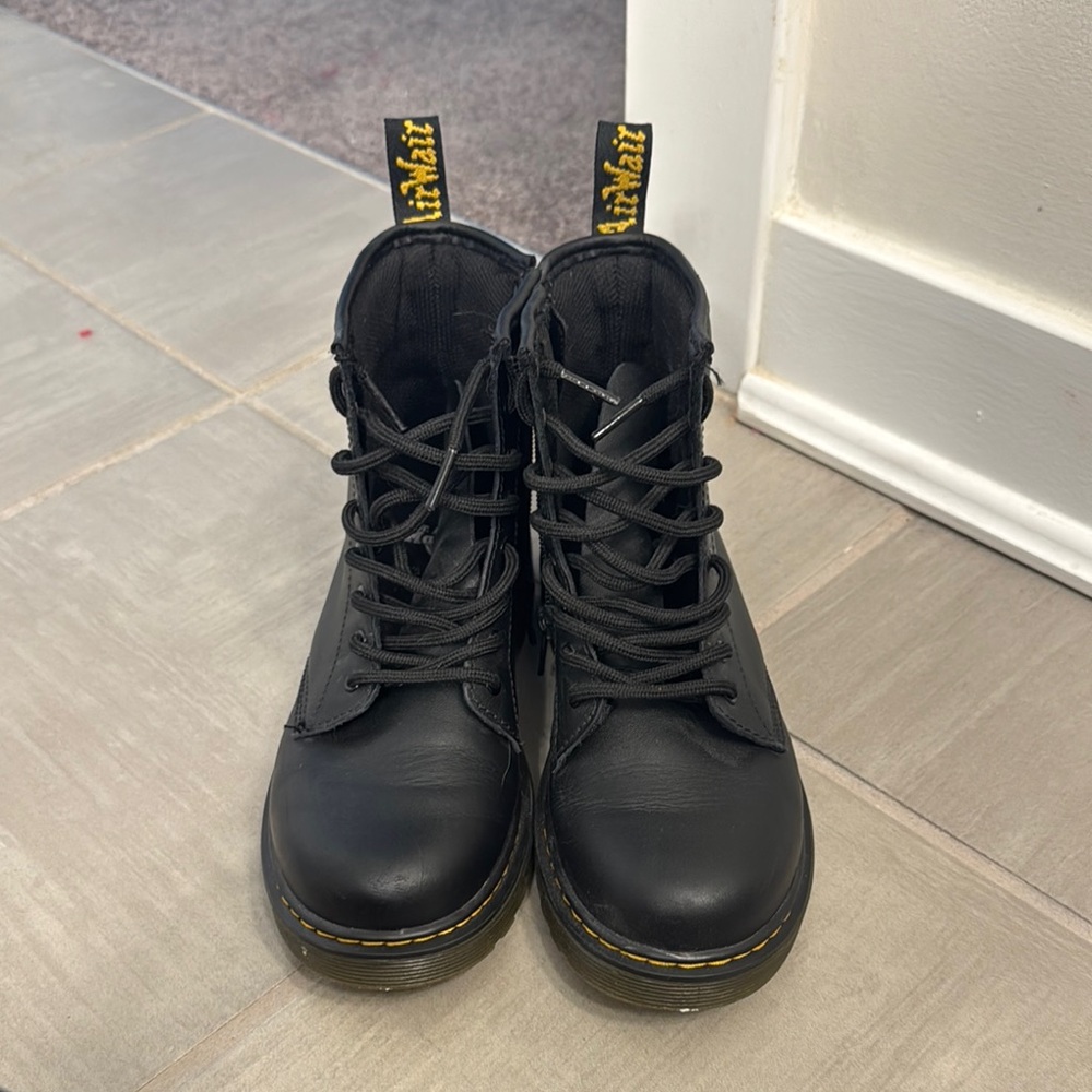 Dr. Martens Black Ankle Boots with Yellow Stitching